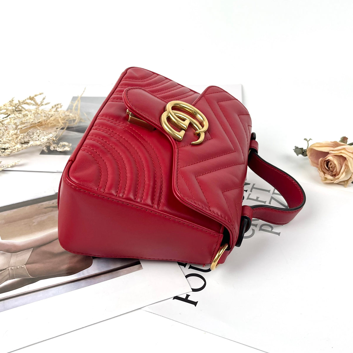 Gucci - GG Marmont Small - Leather - Red - (small)