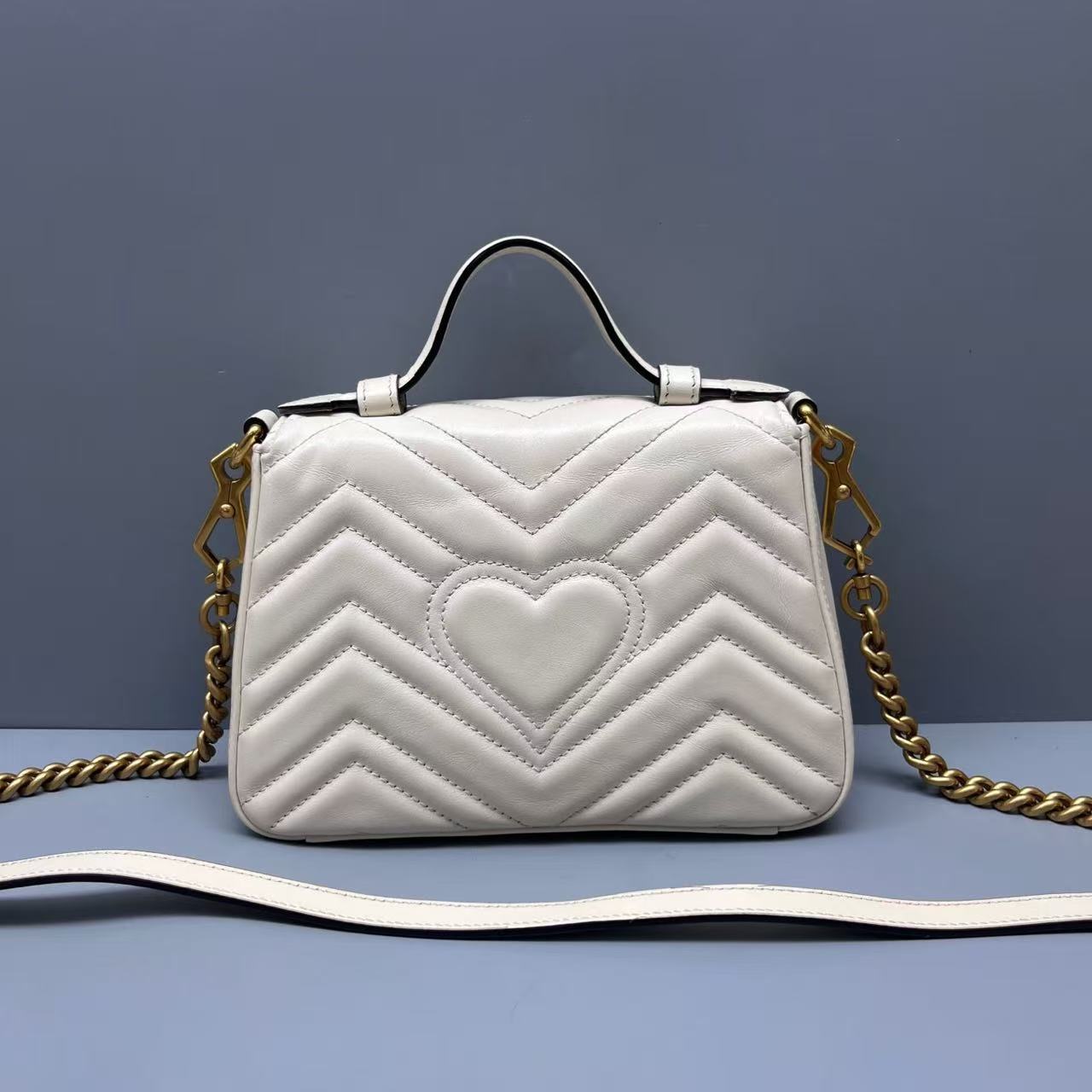 Gucci - GG Marmont Small Top Handle Bag - Leather - White - (small)