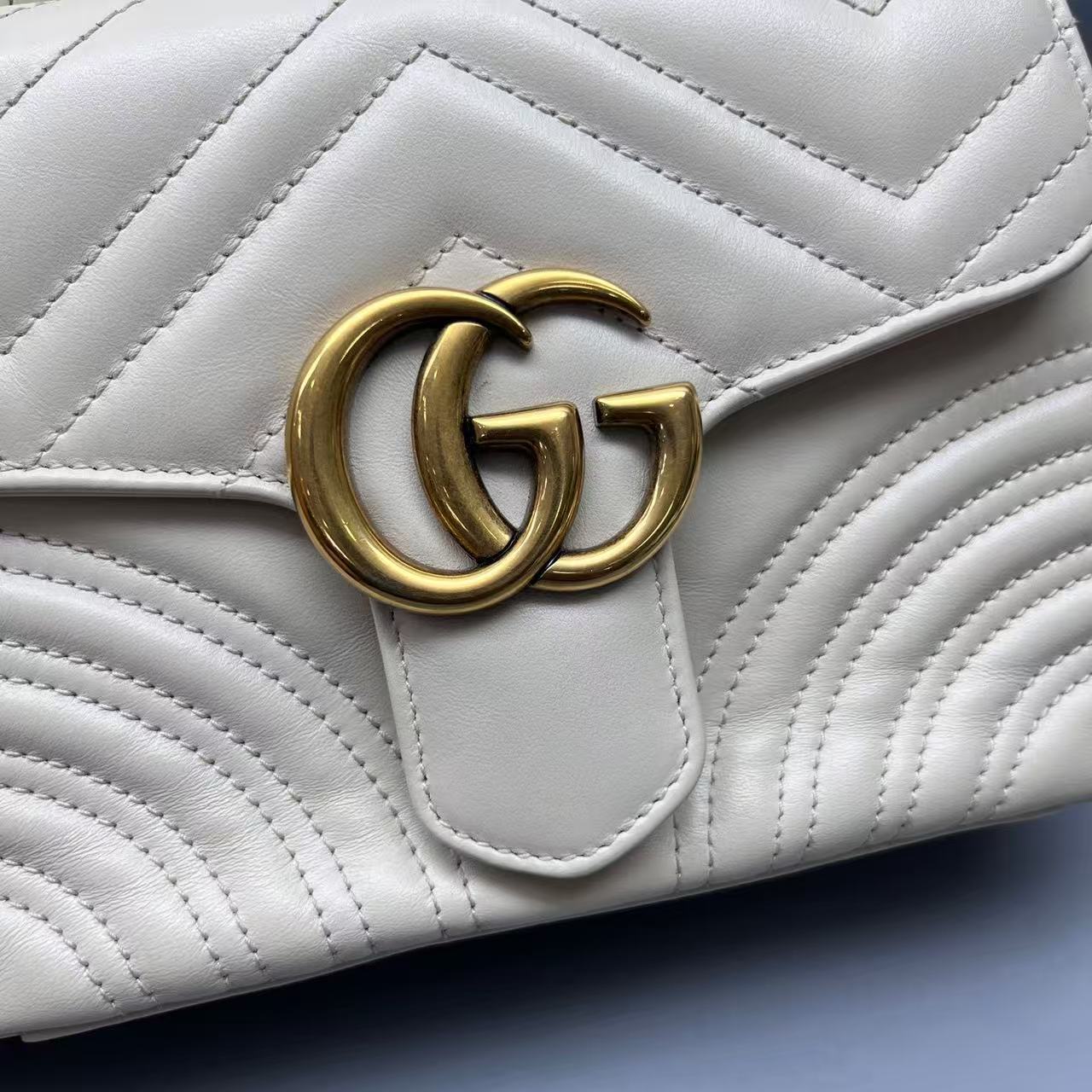 Gucci - GG Marmont Small Top Handle Bag - Leather - White - (small)