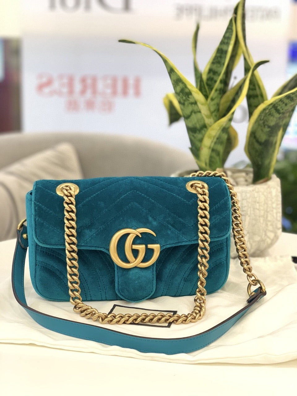 Gucci - GG Marmont Small - Velvet - Blue - (small)