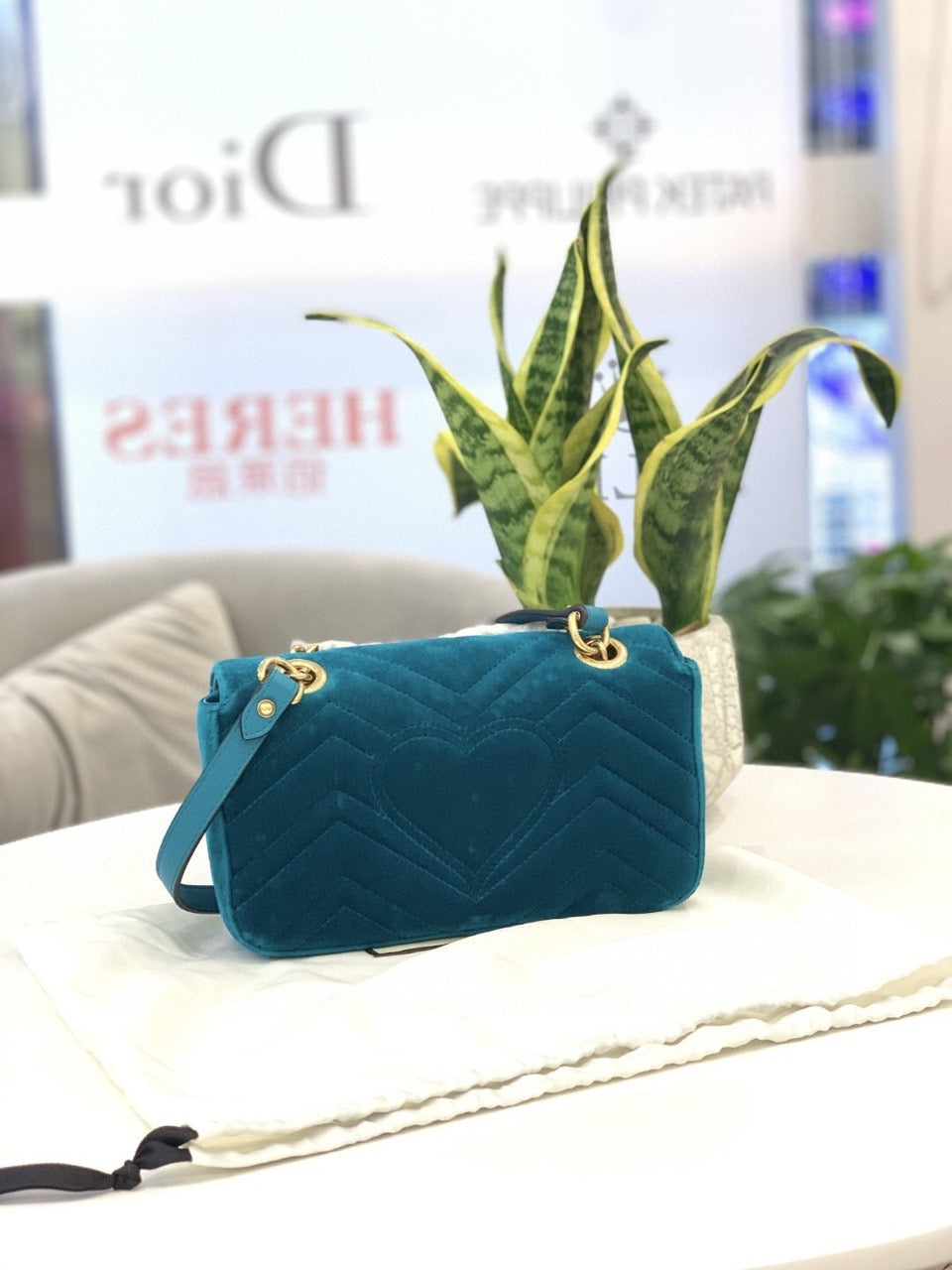 Gucci - GG Marmont Small - Velvet - Blue - (small)