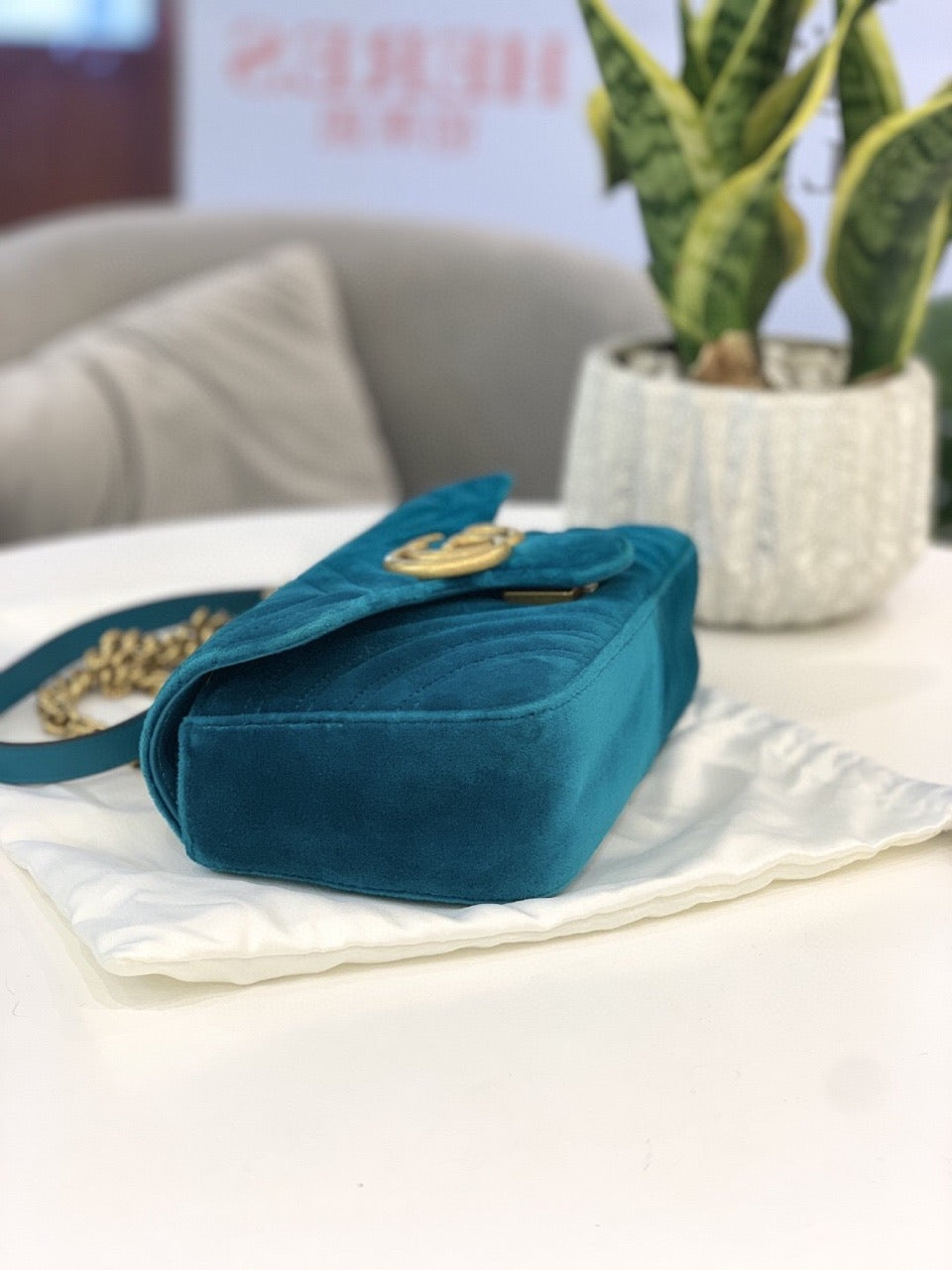 Gucci - GG Marmont Small - Velvet - Blue - (small)