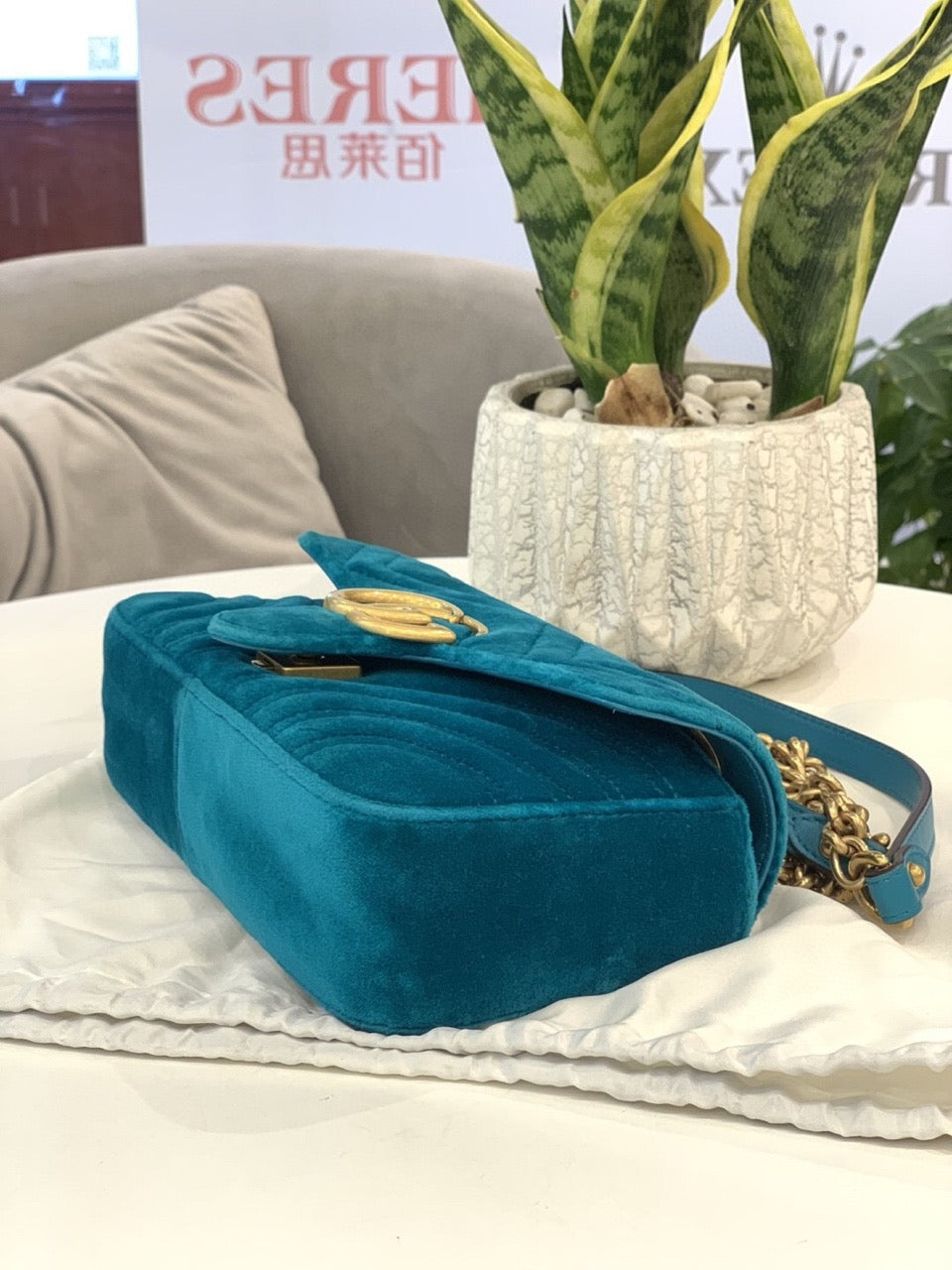 Gucci - GG Marmont Small - Velvet - Blue - (small)
