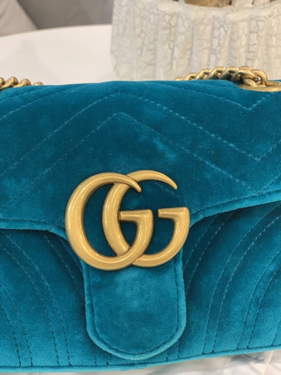 Gucci - GG Marmont Small - Velvet - Blue - (small)