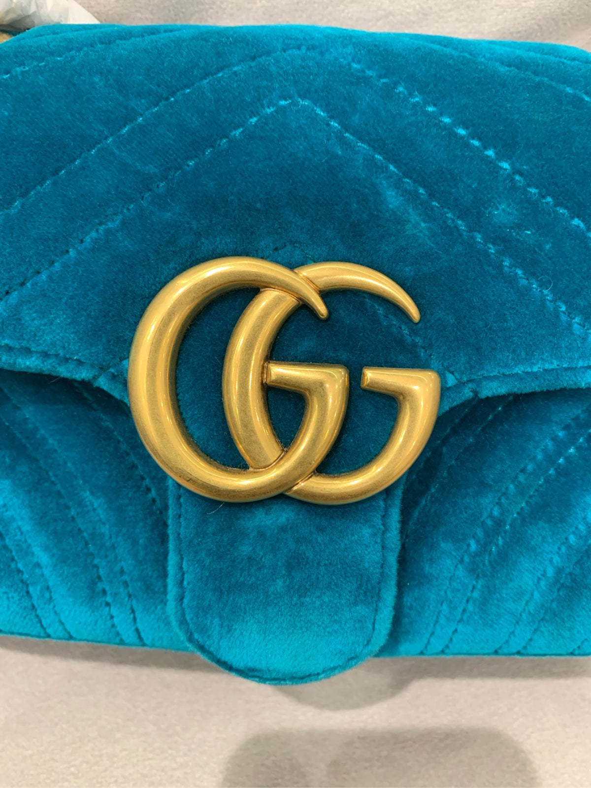 Gucci - GG Marmont Small - Velvet - Blue - (small)