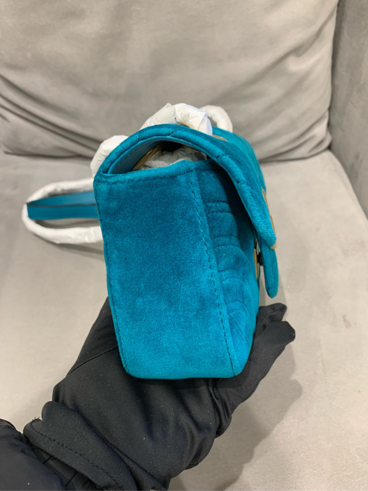 Gucci - GG Marmont Small - Velvet - Blue - (small)