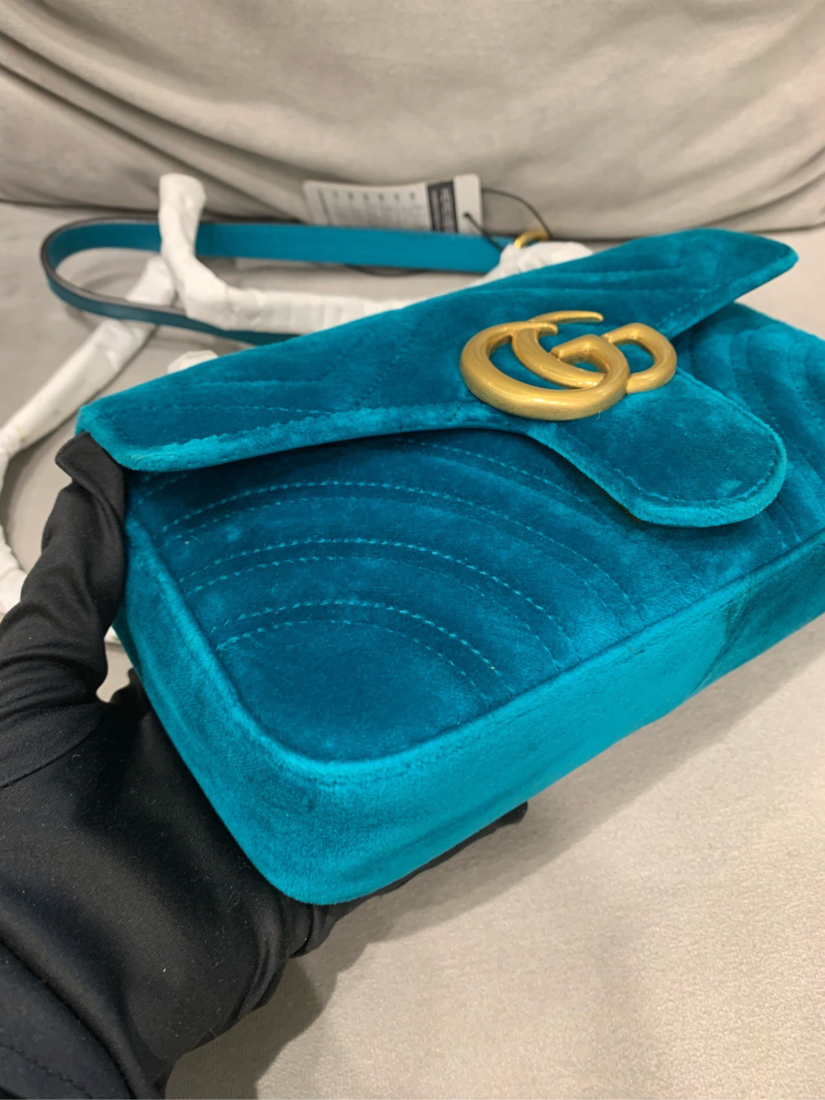 Gucci - GG Marmont Small - Velvet - Blue - (small)