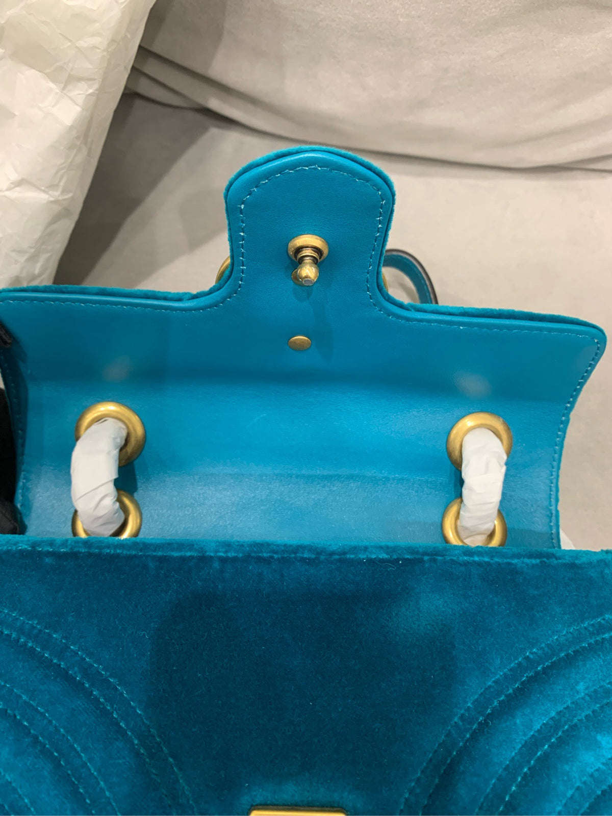 Gucci - GG Marmont Small - Velvet - Blue - (small)