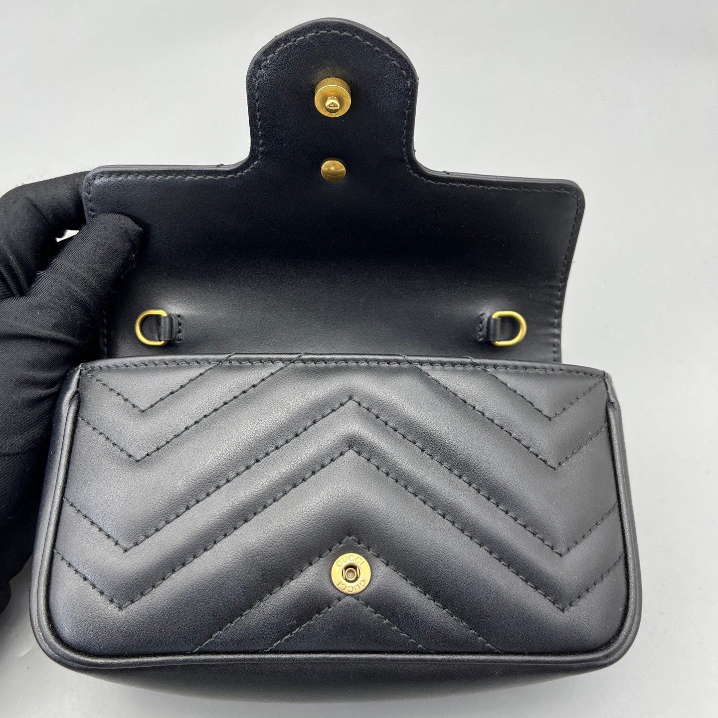 Gucci - GG Marmont Super Mini Bag - Leather - Black - (mini)