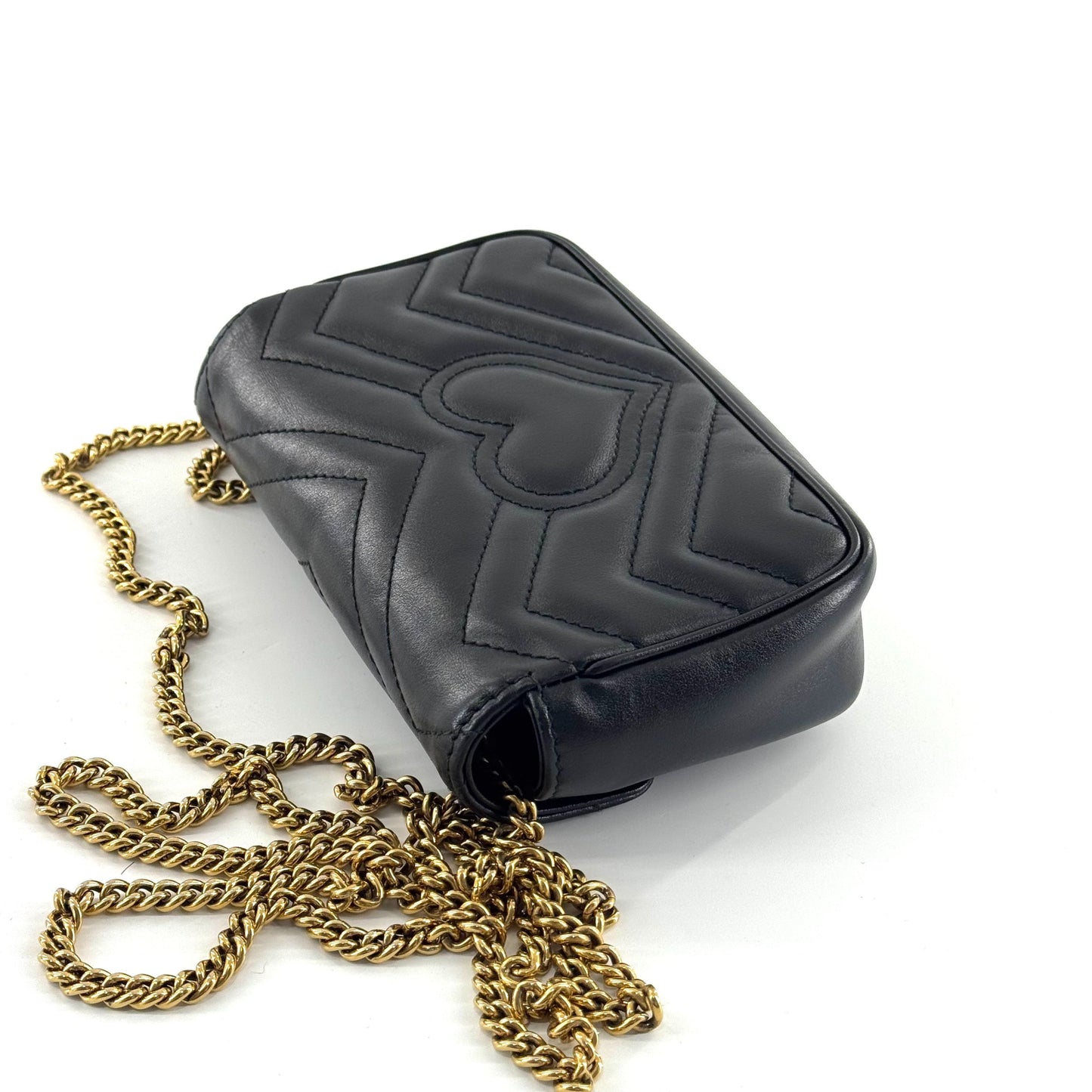 Gucci - GG Marmont Super Mini Chain Bag - Leather - Black with Gold-Tone Hardware - (mini)