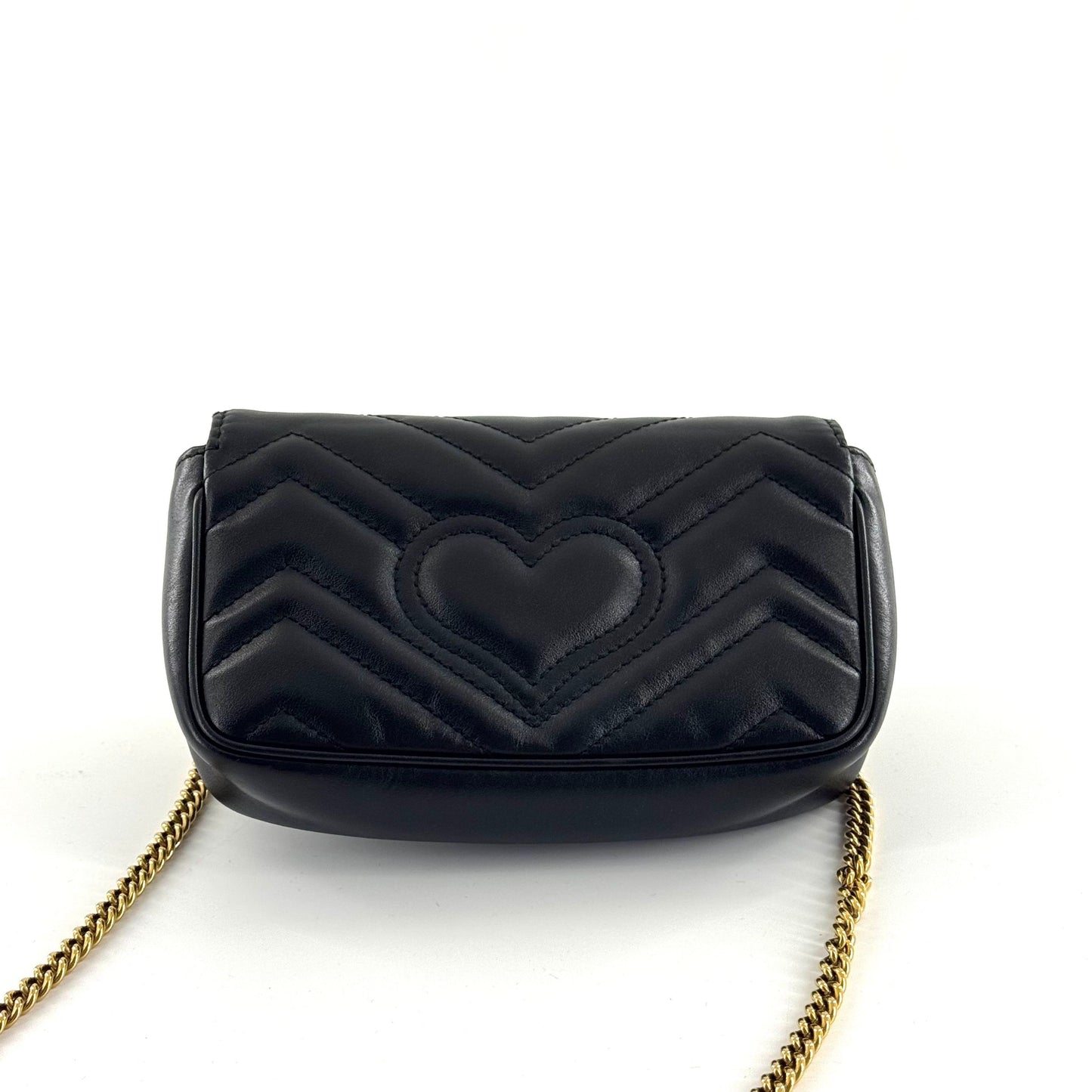 Gucci - GG Marmont Super Mini Chain Bag - Leather - Black with Gold-Tone Hardware - (mini)