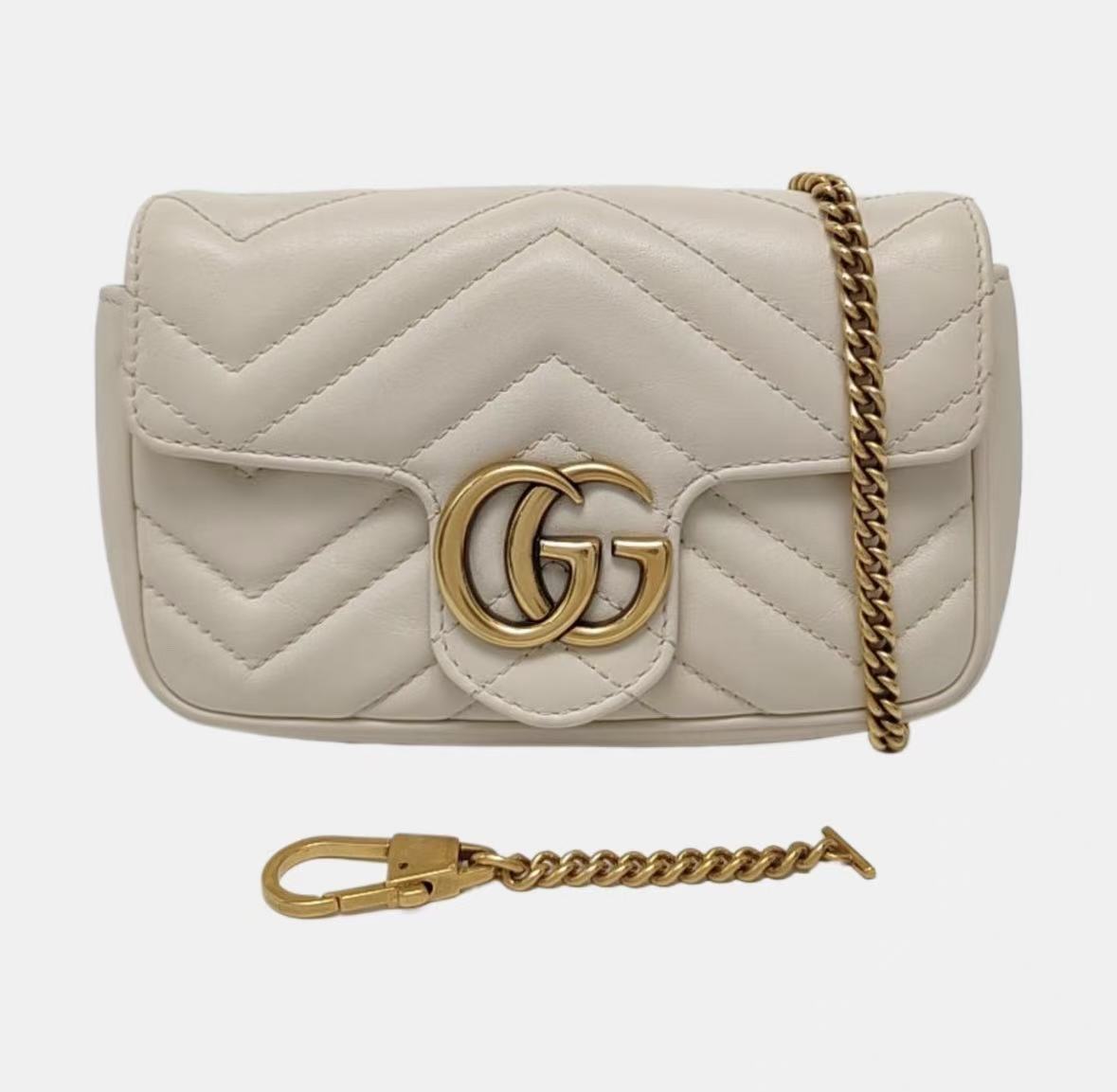Gucci - GG Marmont Super Mini Handbag - Leather - Beige - (mini)