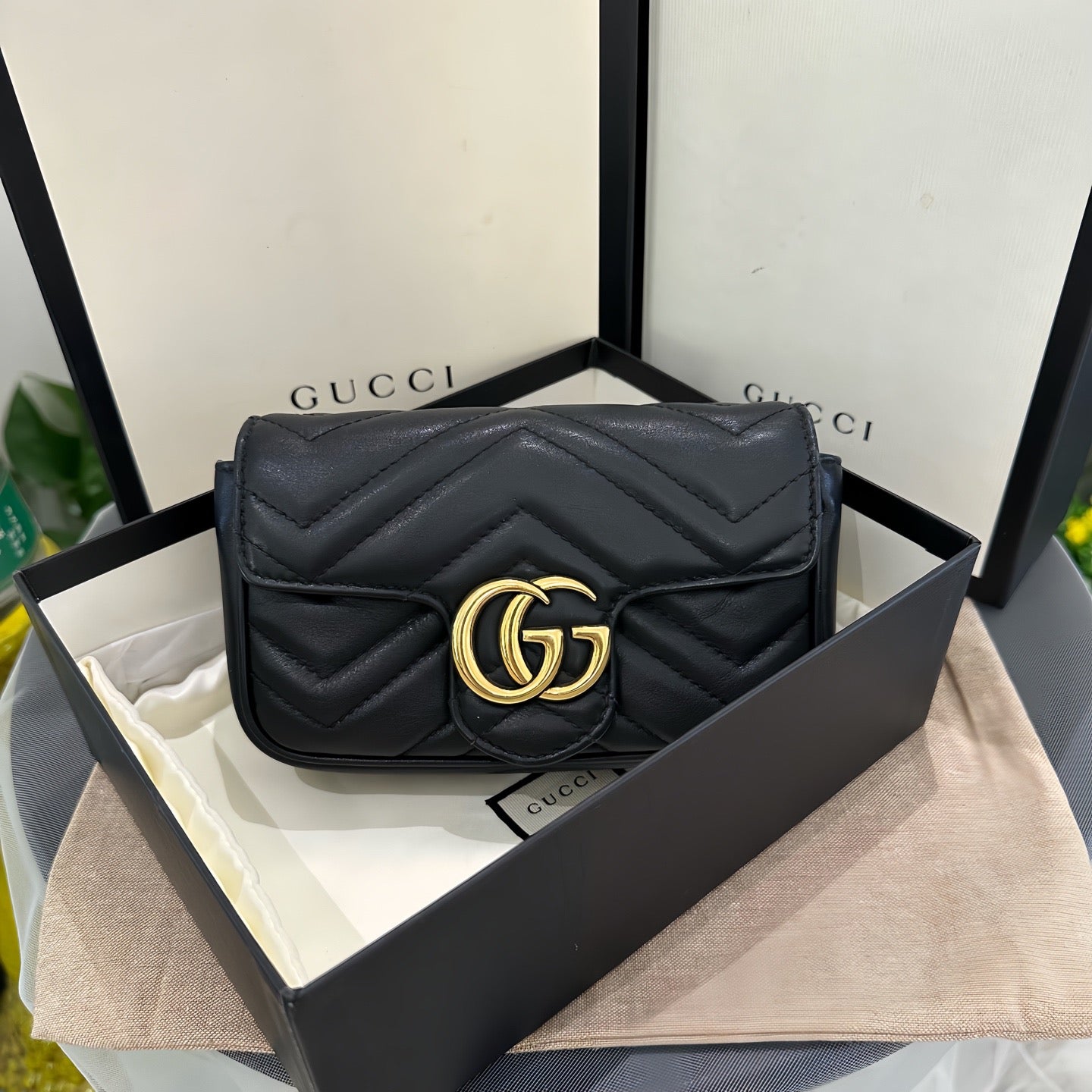 Gucci - GG Marmont Super Mini - Leather - Black - (mini)