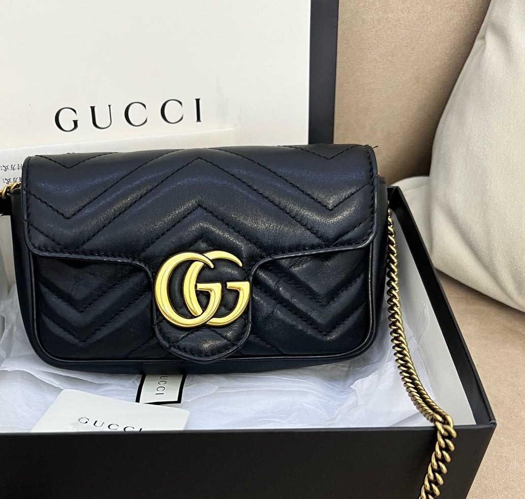 Gucci - GG Marmont Super Mini - Leather - Black - (mini)