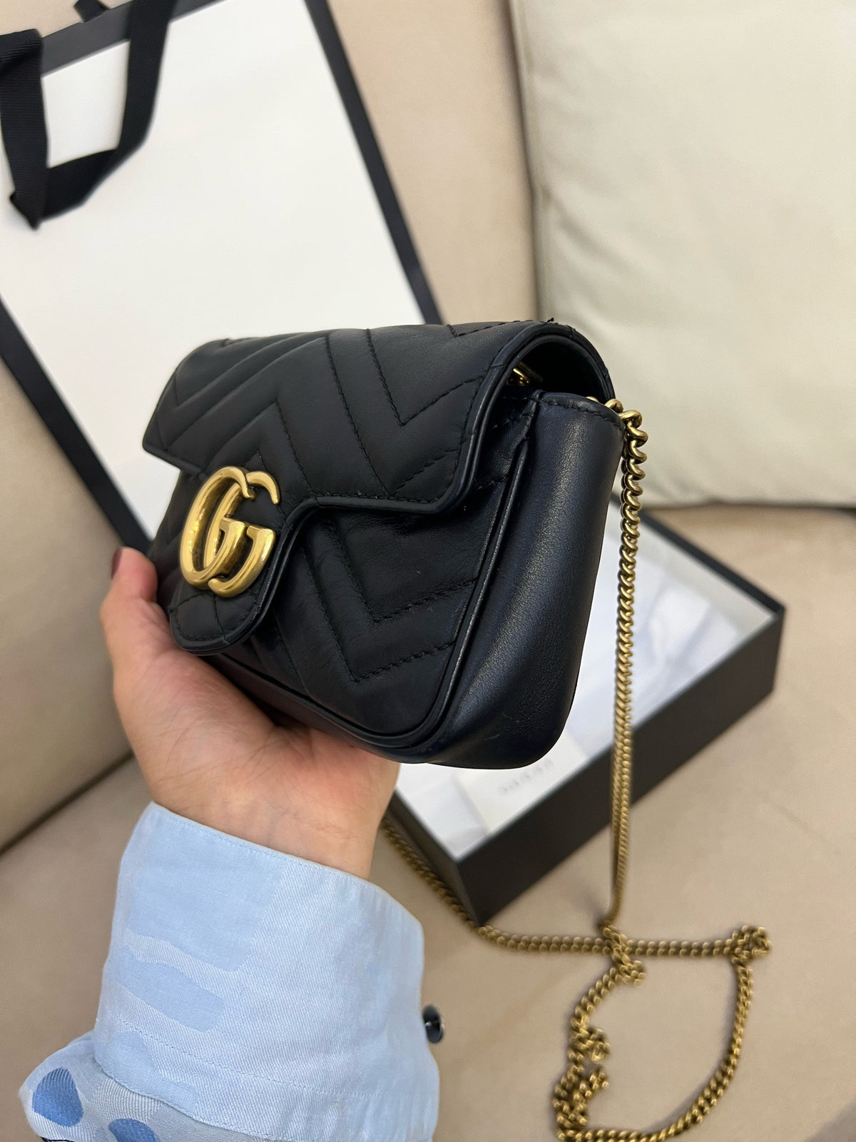 Gucci - GG Marmont Super Mini - Leather - Black - (mini)