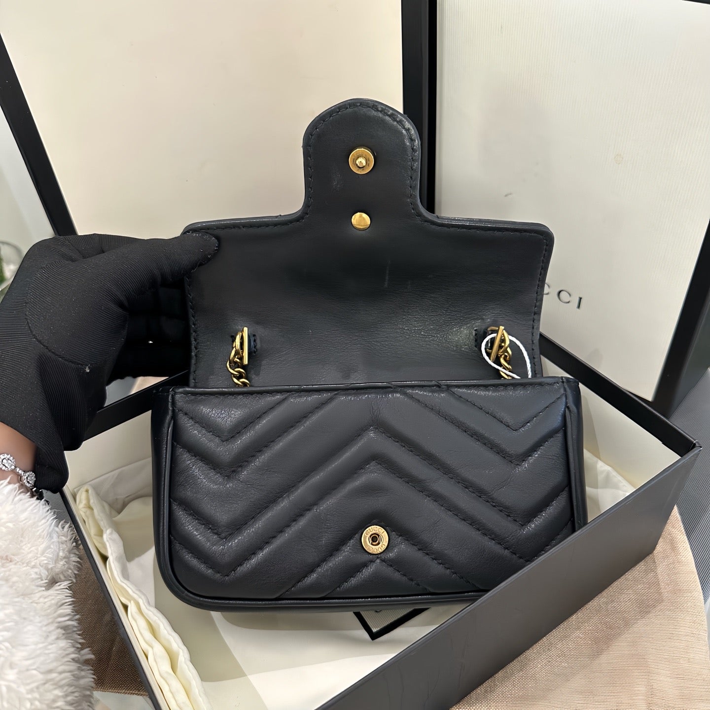Gucci - GG Marmont Super Mini - Leather - Black - (mini)