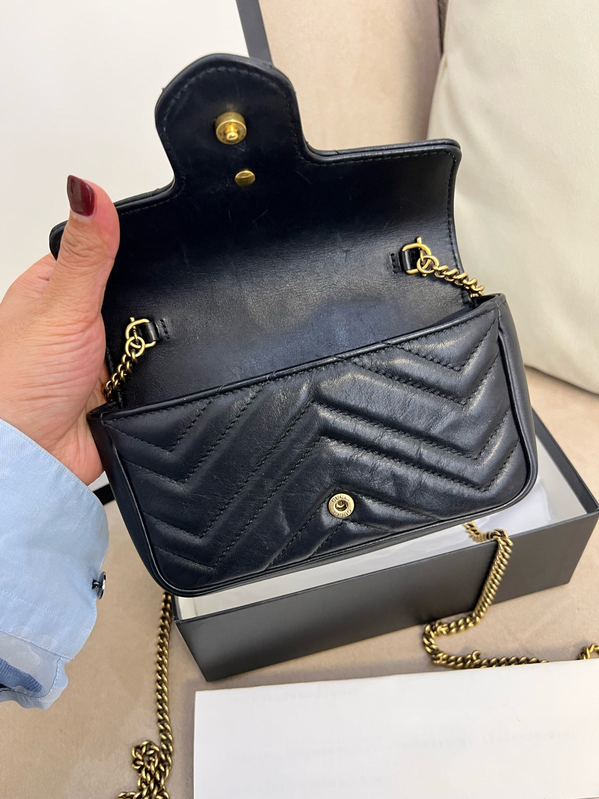 Gucci - GG Marmont Super Mini - Leather - Black - (mini)