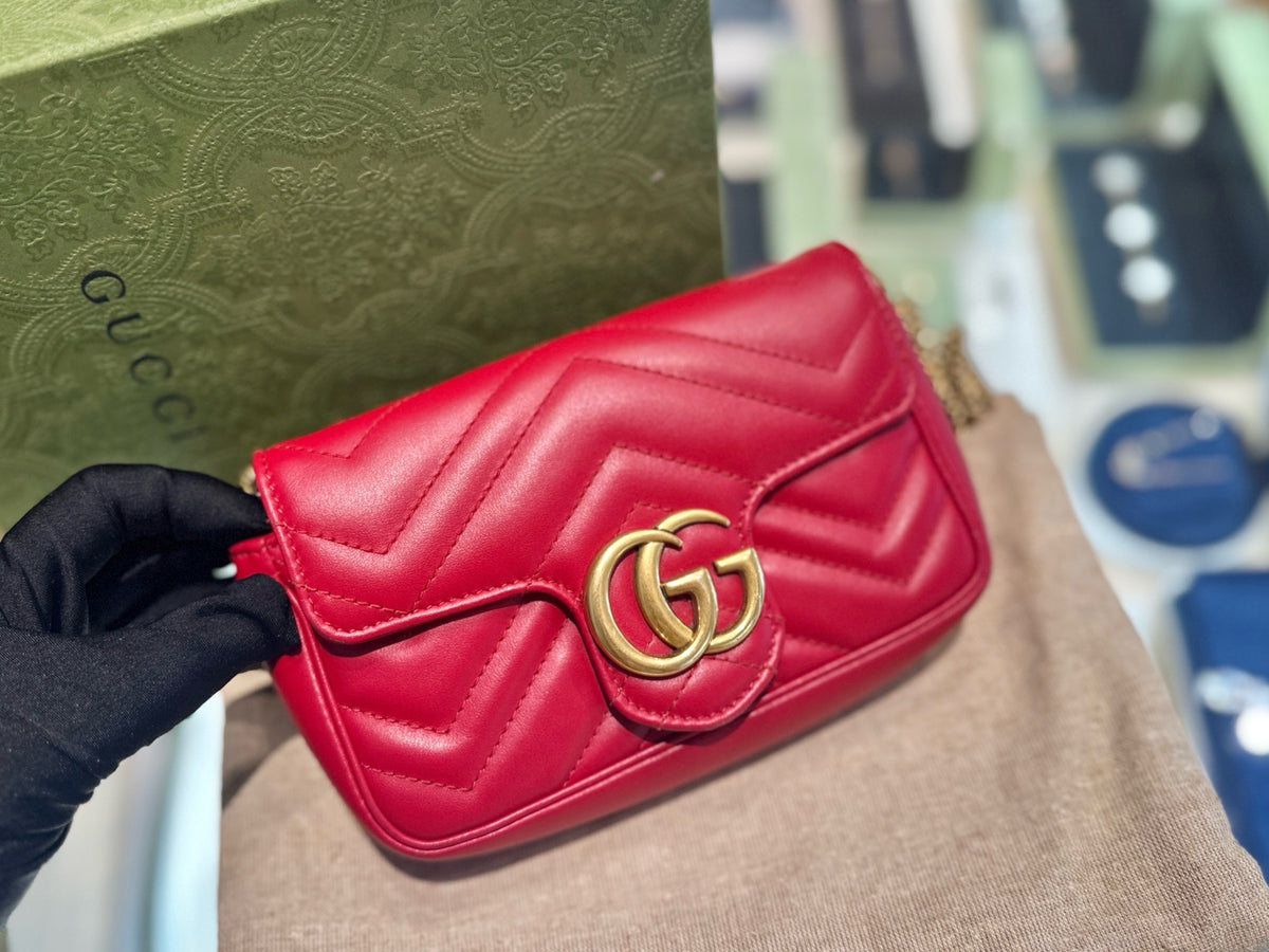 Gucci - GG Marmont Supermini - Leather - Red - (mini)