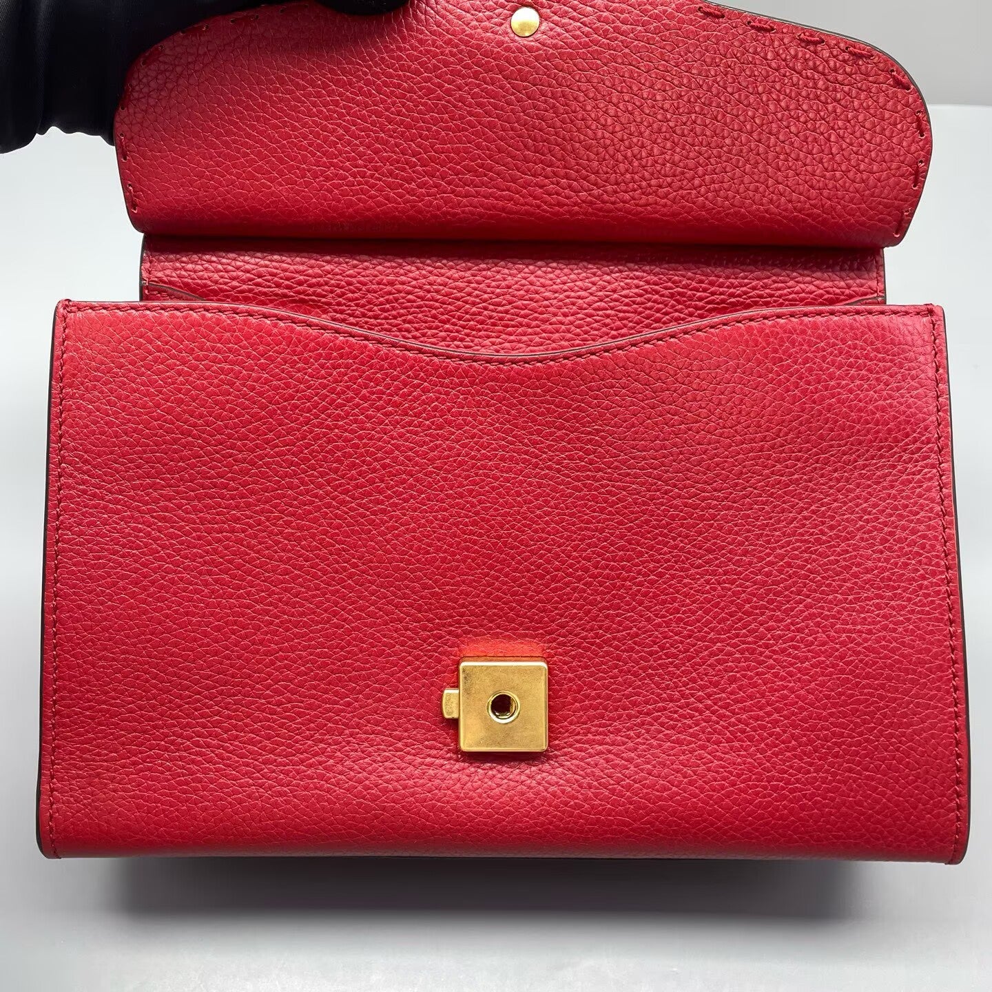 Gucci - GG Marmont Top Handle Bag - Grained leather - Red - (Medium)