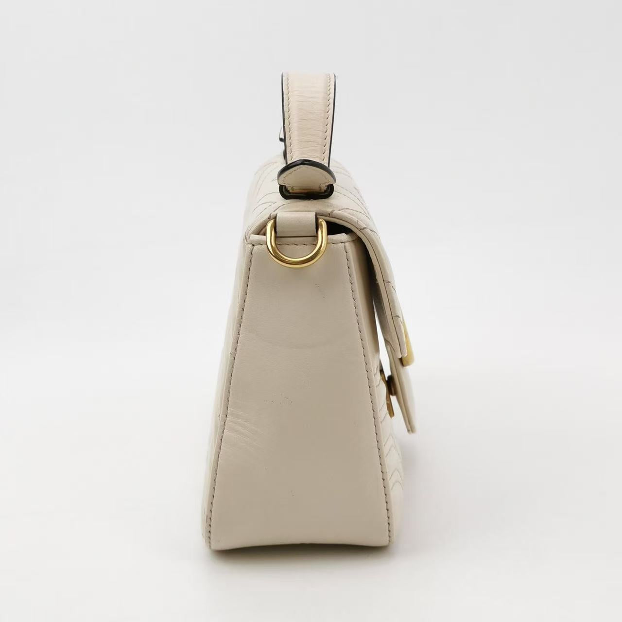 Gucci - GG Marmont Top Handle Bag - Leather - Beige - (Small)