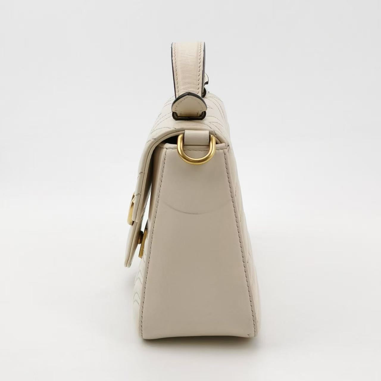 Gucci - GG Marmont Top Handle Bag - Leather - Beige - (Small)