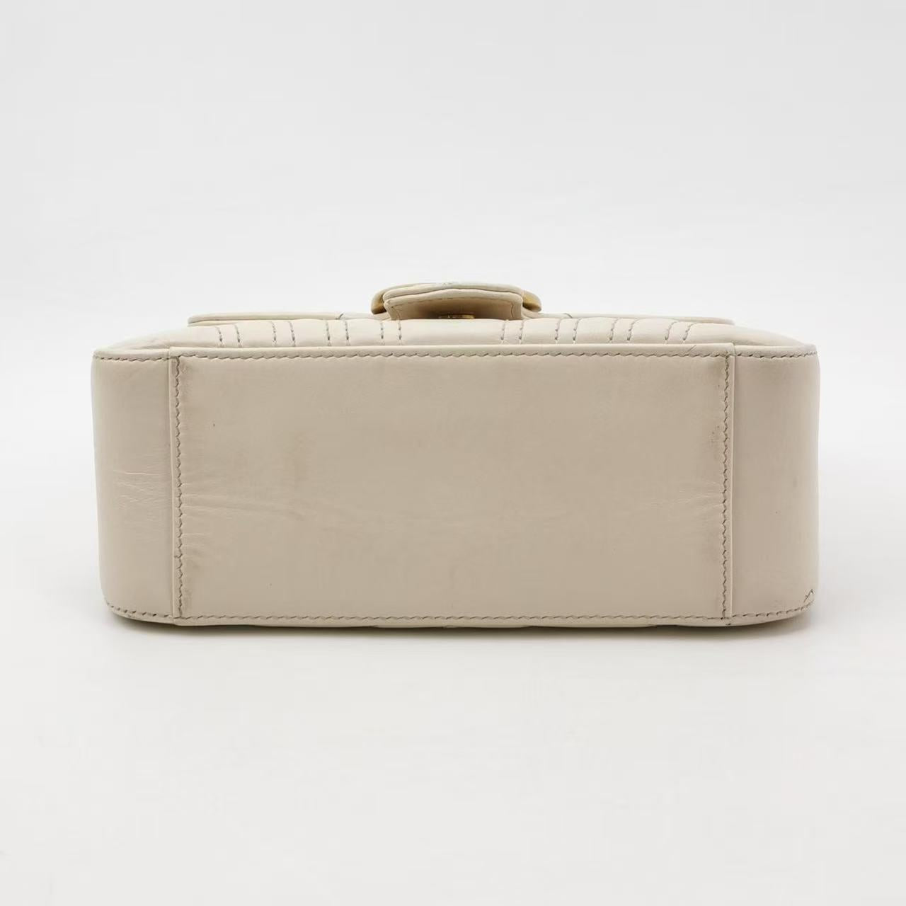 Gucci - GG Marmont Top Handle Bag - Leather - Beige - (Small)
