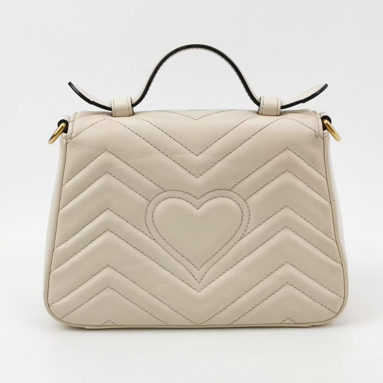 Gucci - GG Marmont Top Handle Bag - Leather - White - (mini)