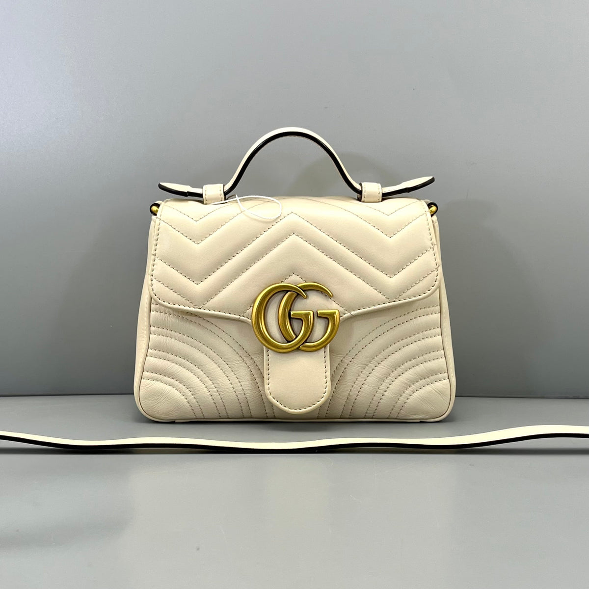 Gucci - GG Marmont Top Handle Mini - Leather - White - (mini)