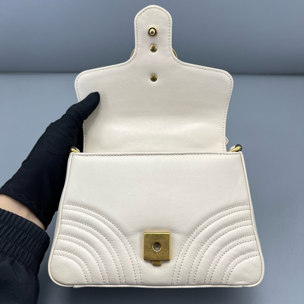 Gucci - GG Marmont Top Handle Mini - Leather - White - (mini)