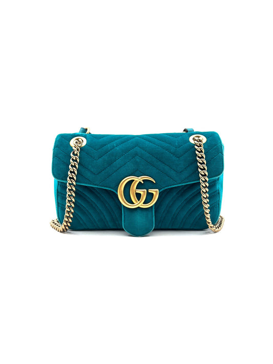 Gucci - GG Marmont - Velvet - Lake Blue with Gold-Tone Hardware - (small)