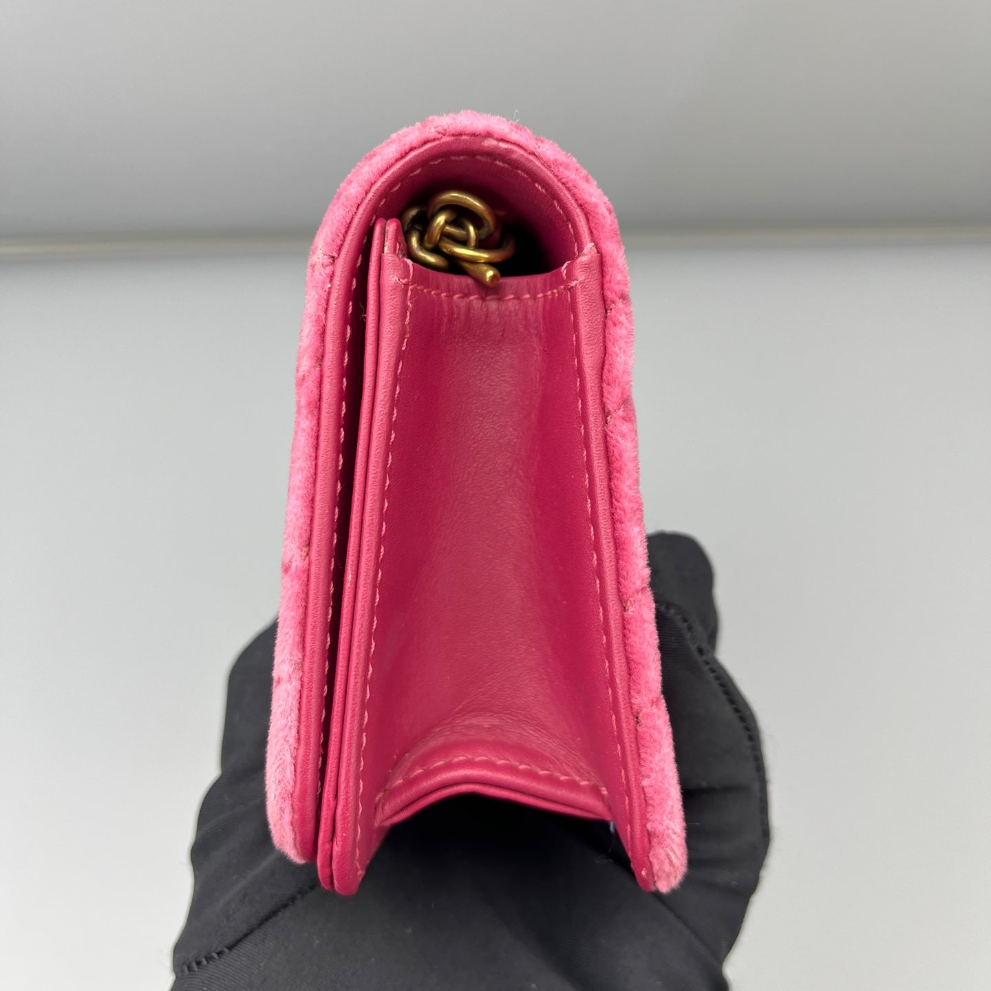 Gucci - GG Marmont Velvet Wallet on Chain with Crystal and Sequin Embellishments - Velvet and Leather - Pink - (mini)