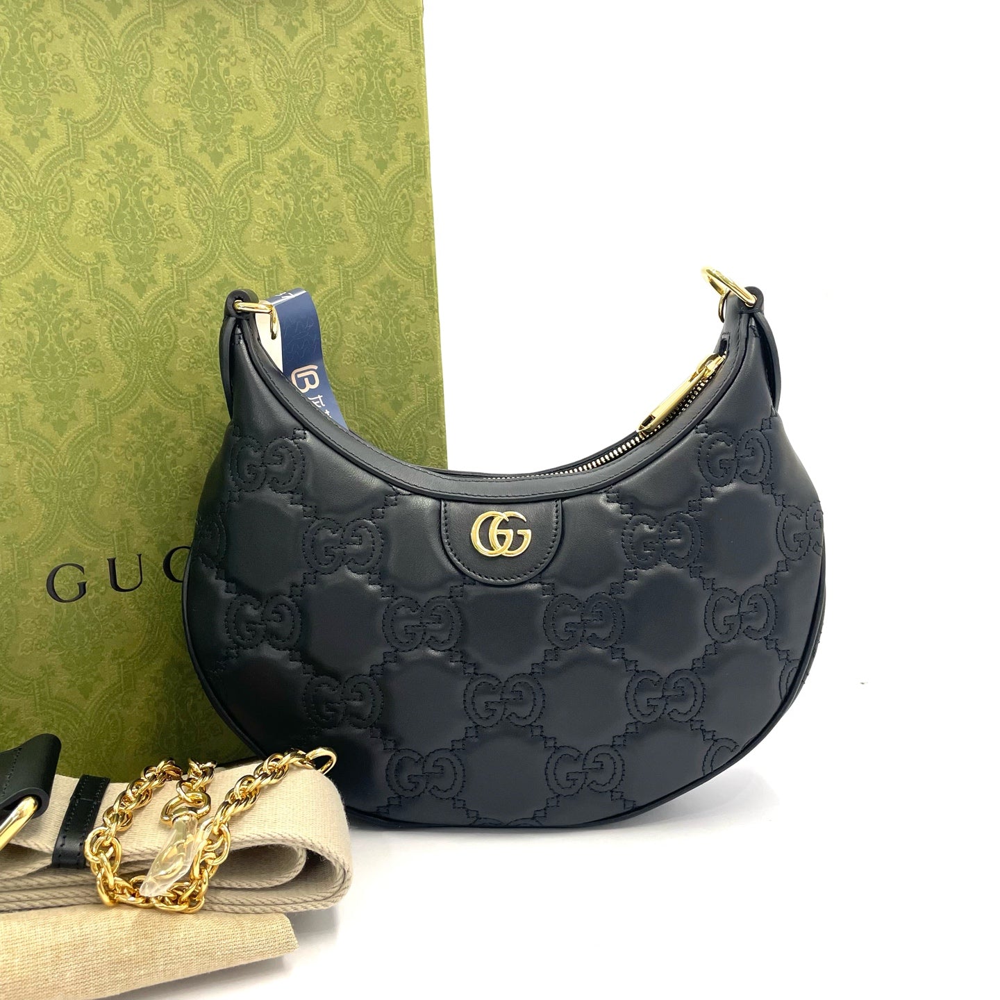 Gucci - GG Matelasse Moon Bag - Leather - Black
