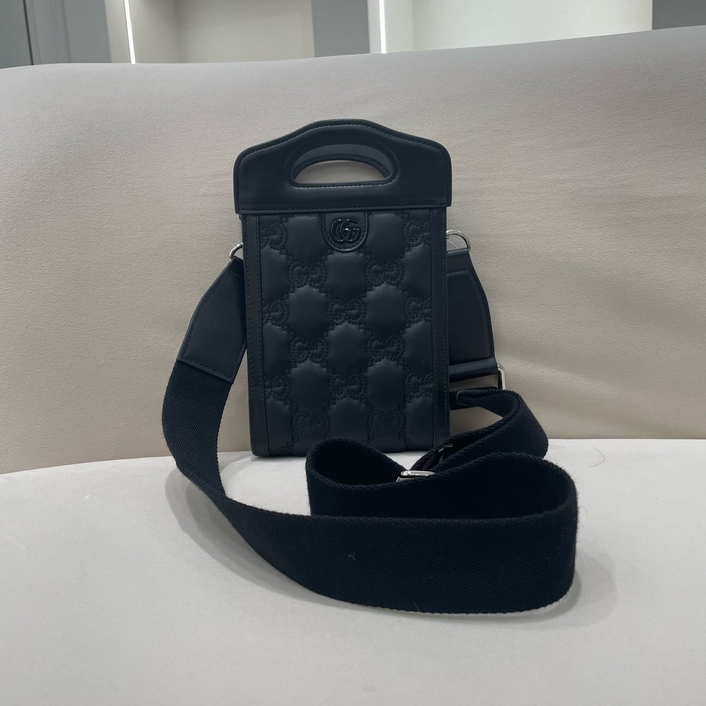 Gucci - GG Matelassé Top Handle Mini Bag - Leather - Black - (mini)
