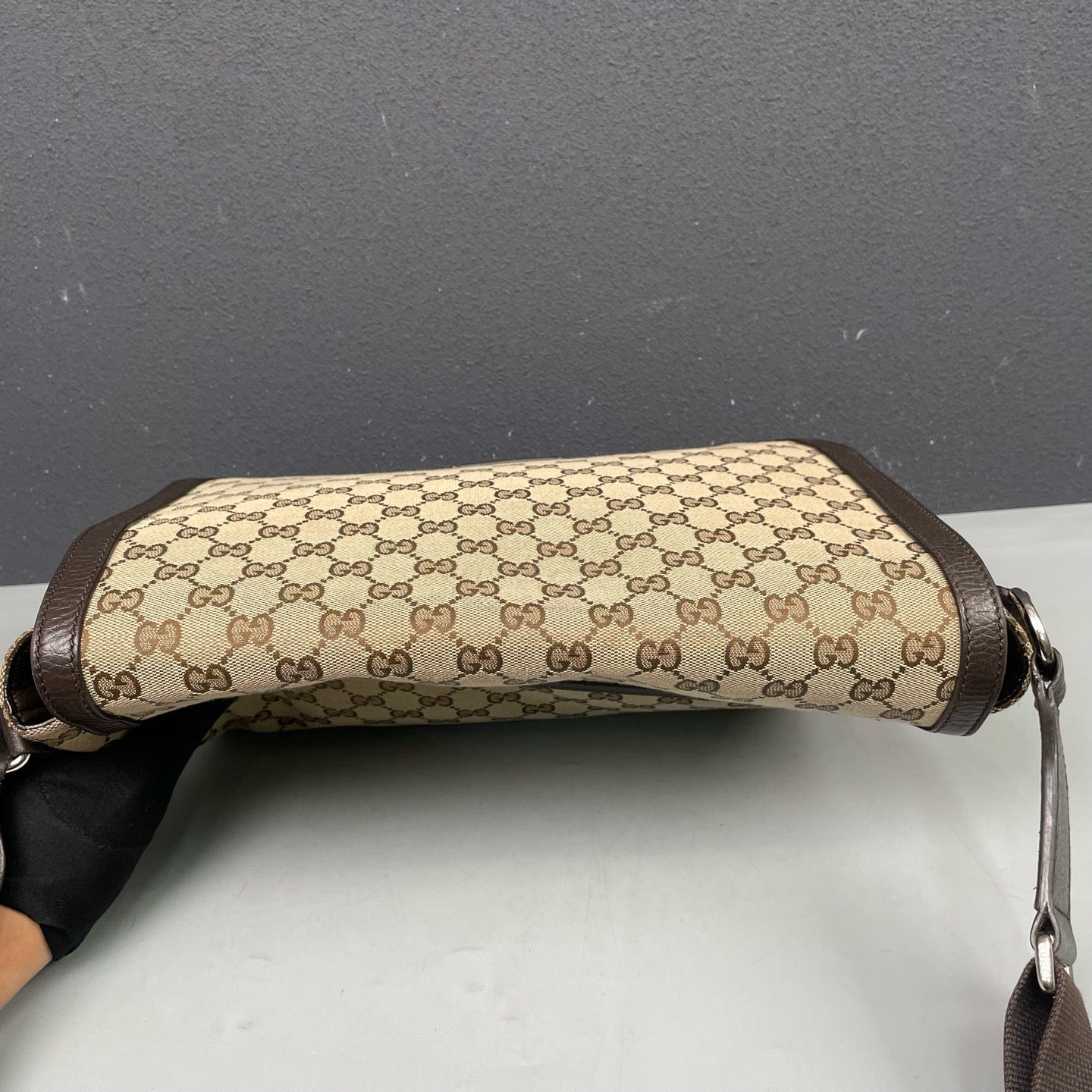 Gucci - GG Monogram Flap Messenger Bag - Monogram canvas with leather trim - Brown - (medium)