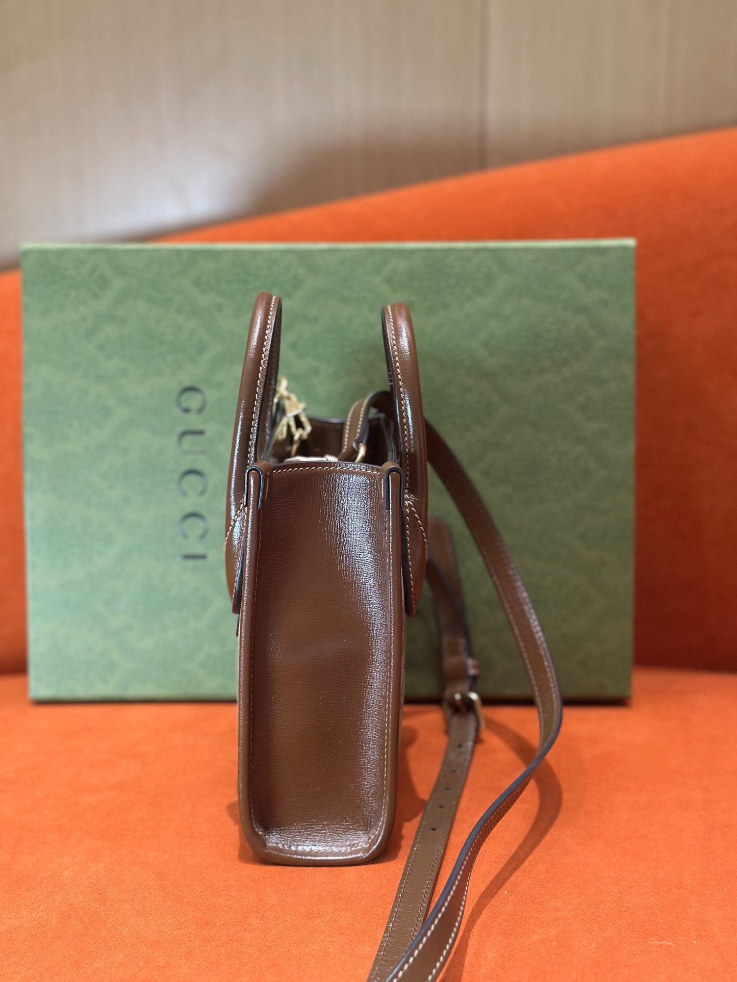 Gucci - GG Monogram Mini Tote - Coated canvas with leather trim - Beige and Brown - (mini)