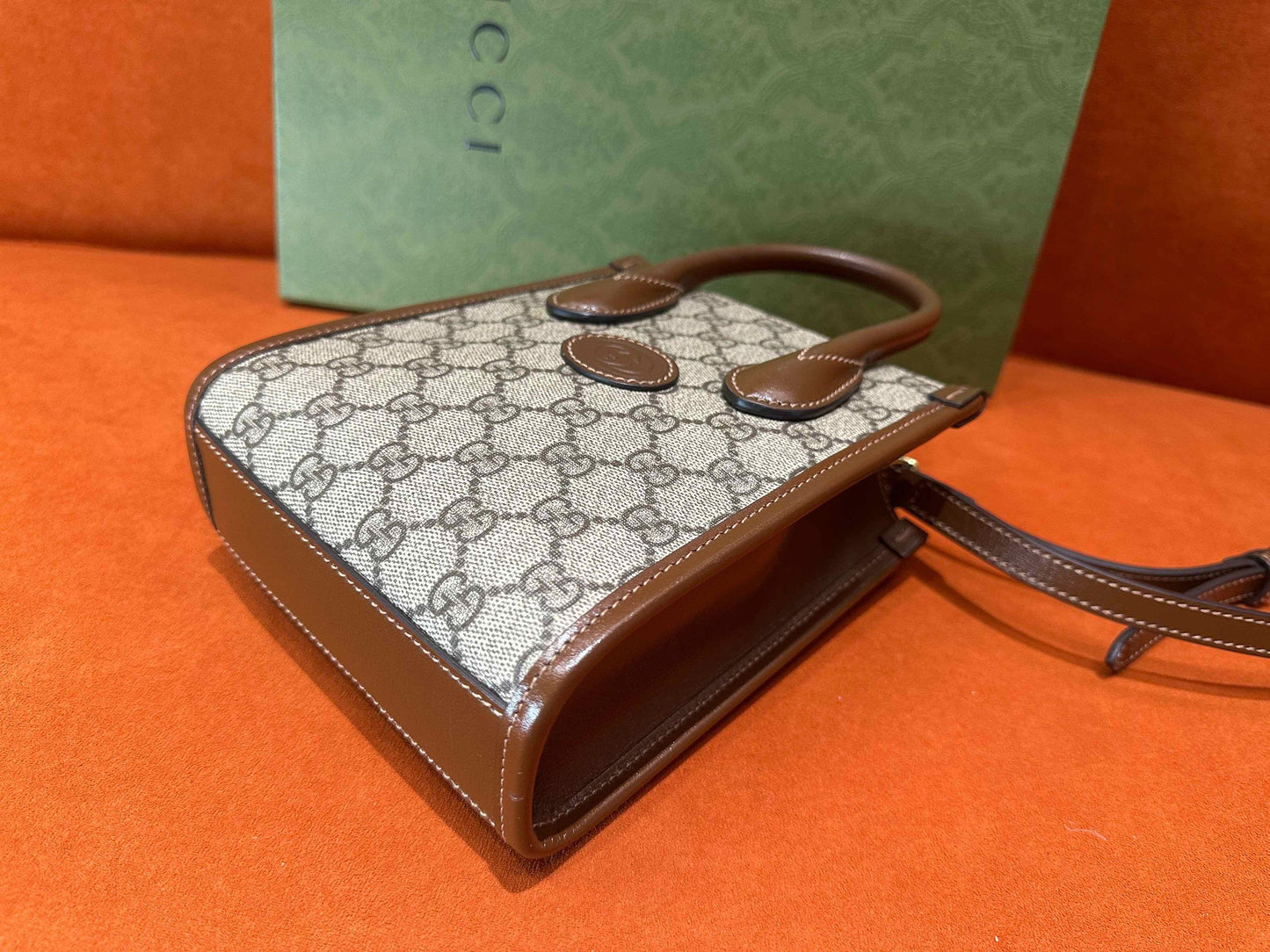 Gucci - GG Monogram Mini Tote - Coated canvas with leather trim - Beige and Brown - (mini)