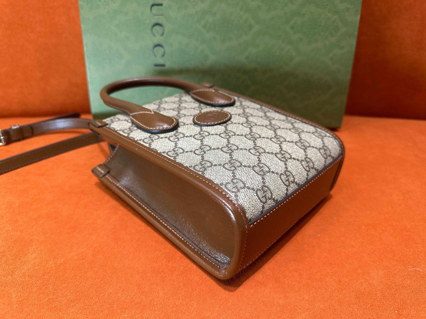 Gucci - GG Monogram Mini Tote - Coated canvas with leather trim - Beige and Brown - (mini)