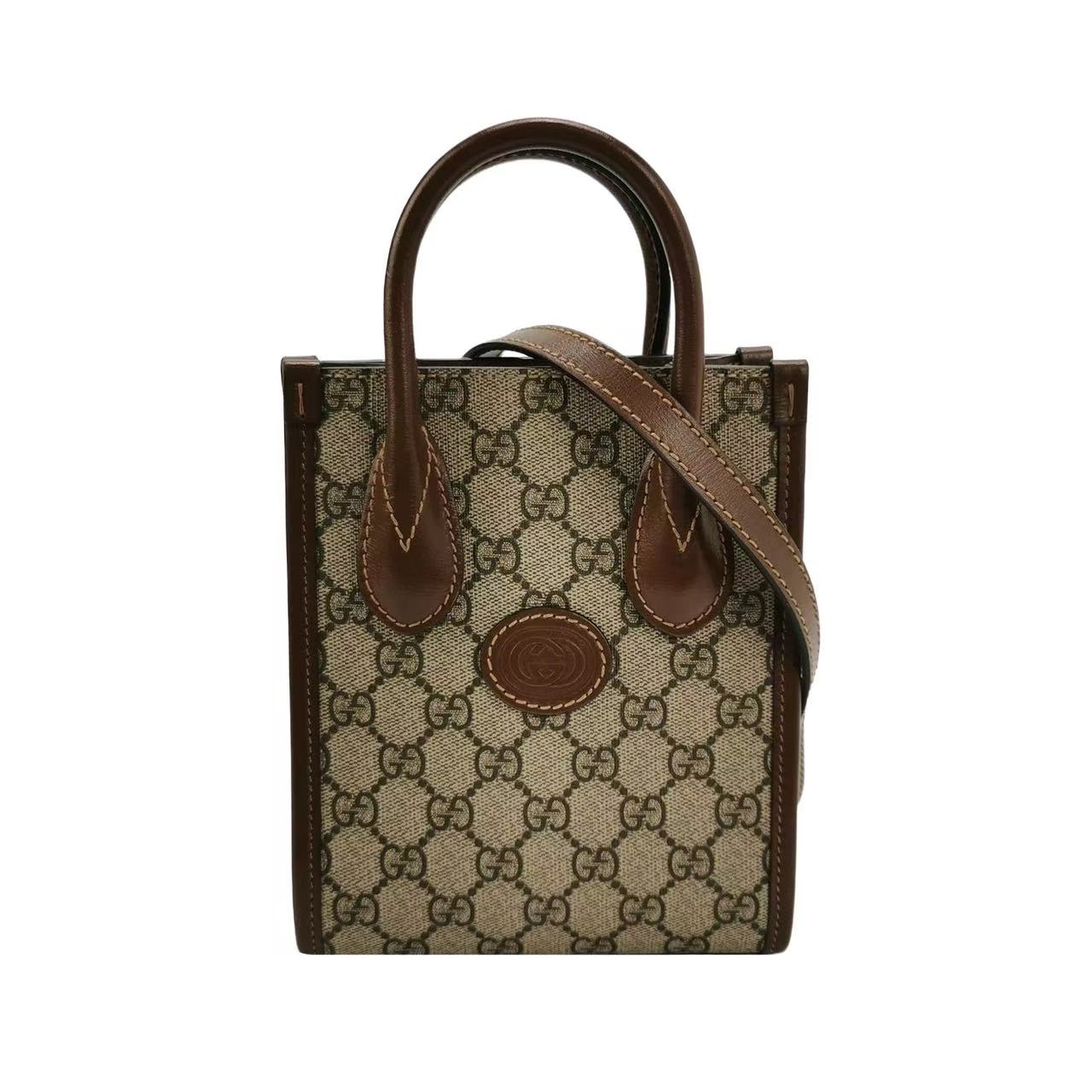 Gucci - GG Retro Mini Tote Bag - GG Supreme canvas and leather - Beige and Brown - (mini)