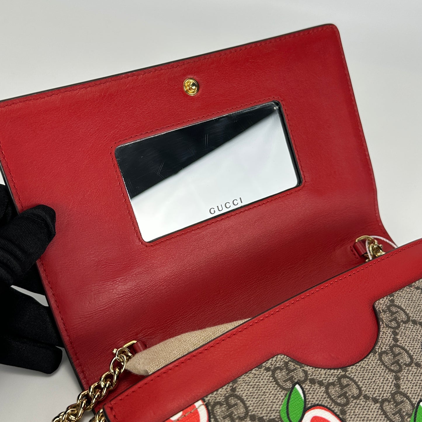 Gucci - GG Supreme Apple Mini Chain Bag - Coated canvas with leather trim - Beige, Brown, Red, and Gold - (mini)