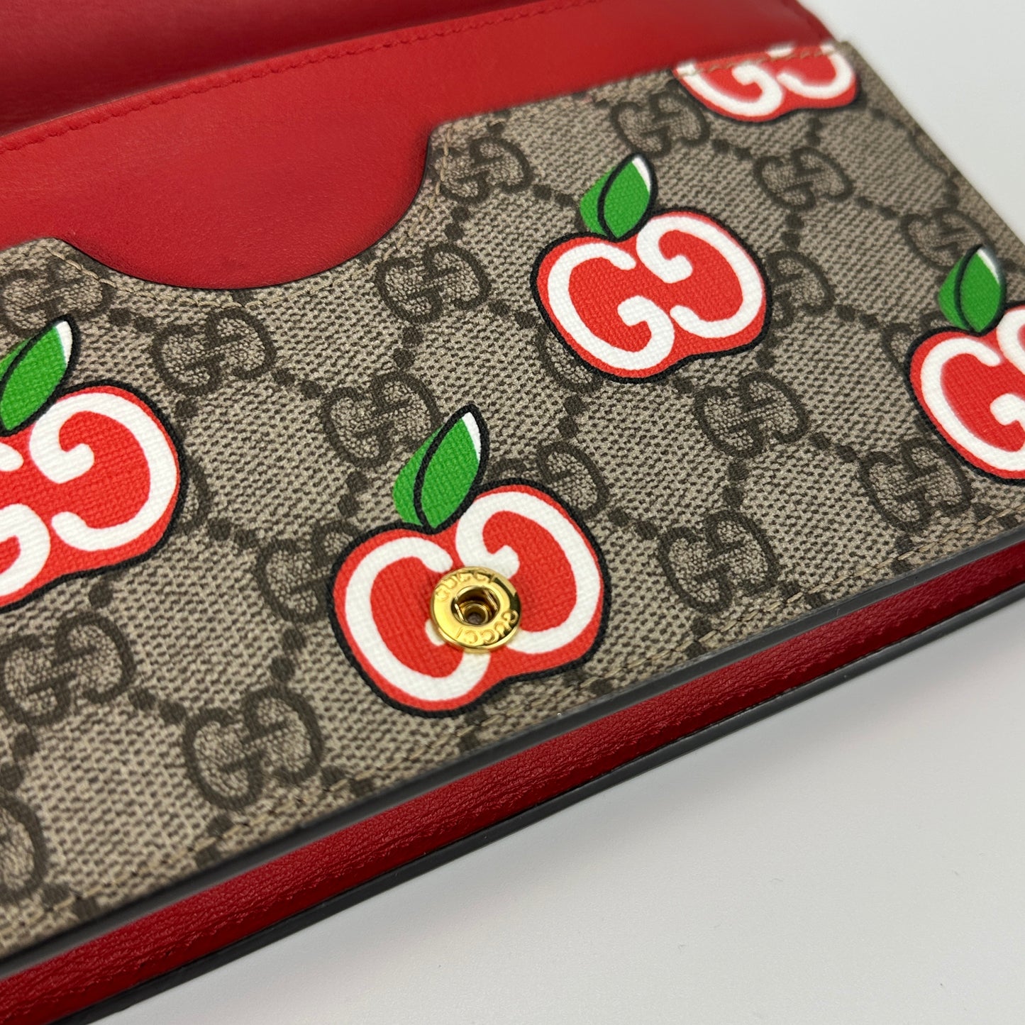 Gucci - GG Supreme Apple Mini Chain Bag - Coated canvas with leather trim - Beige, Brown, Red, and Gold - (mini)