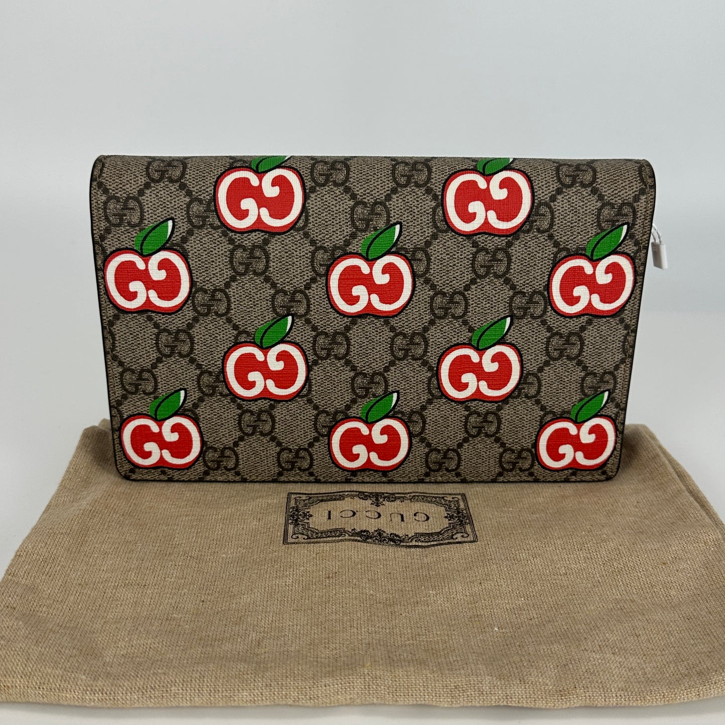 Gucci - GG Supreme Apple Mini Chain Bag - Coated canvas with leather trim - Beige, Brown, Red, and Gold - (mini)
