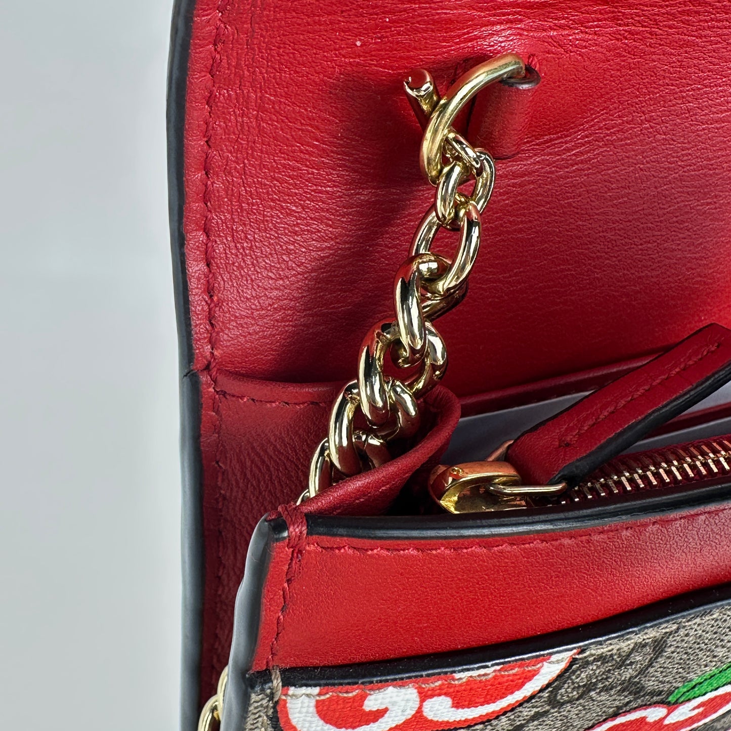 Gucci - GG Supreme Apple Mini Chain Bag - Coated canvas with leather trim - Beige, Brown, Red, and Gold - (mini)