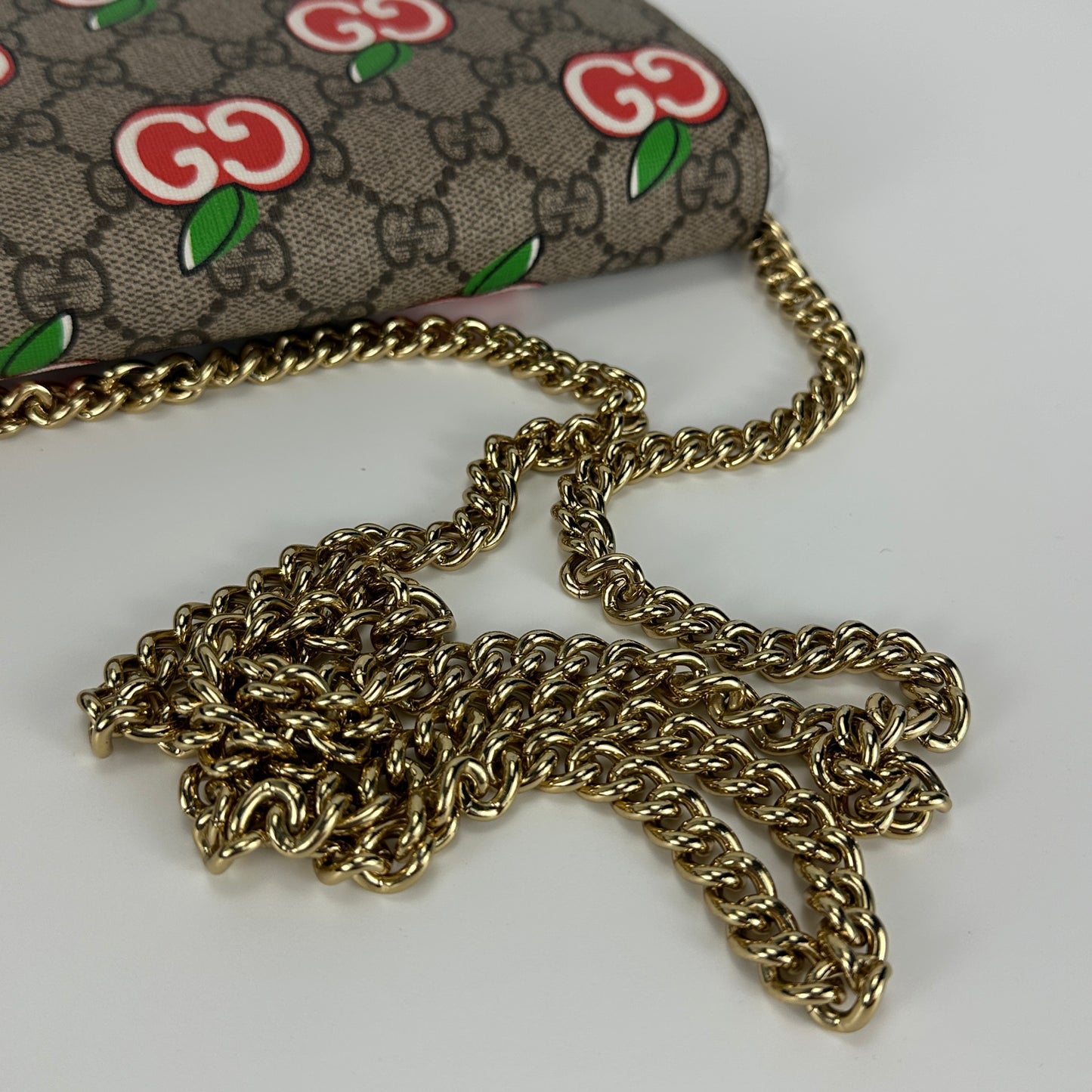 Gucci - GG Supreme Apple Mini Chain Bag - Coated canvas with leather trim - Beige, Brown, Red, and Gold - (mini)
