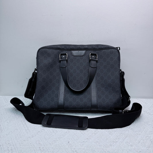 Gucci - GG Supreme Briefcase - GG Supreme canvas with leather trim - Black - (medium)