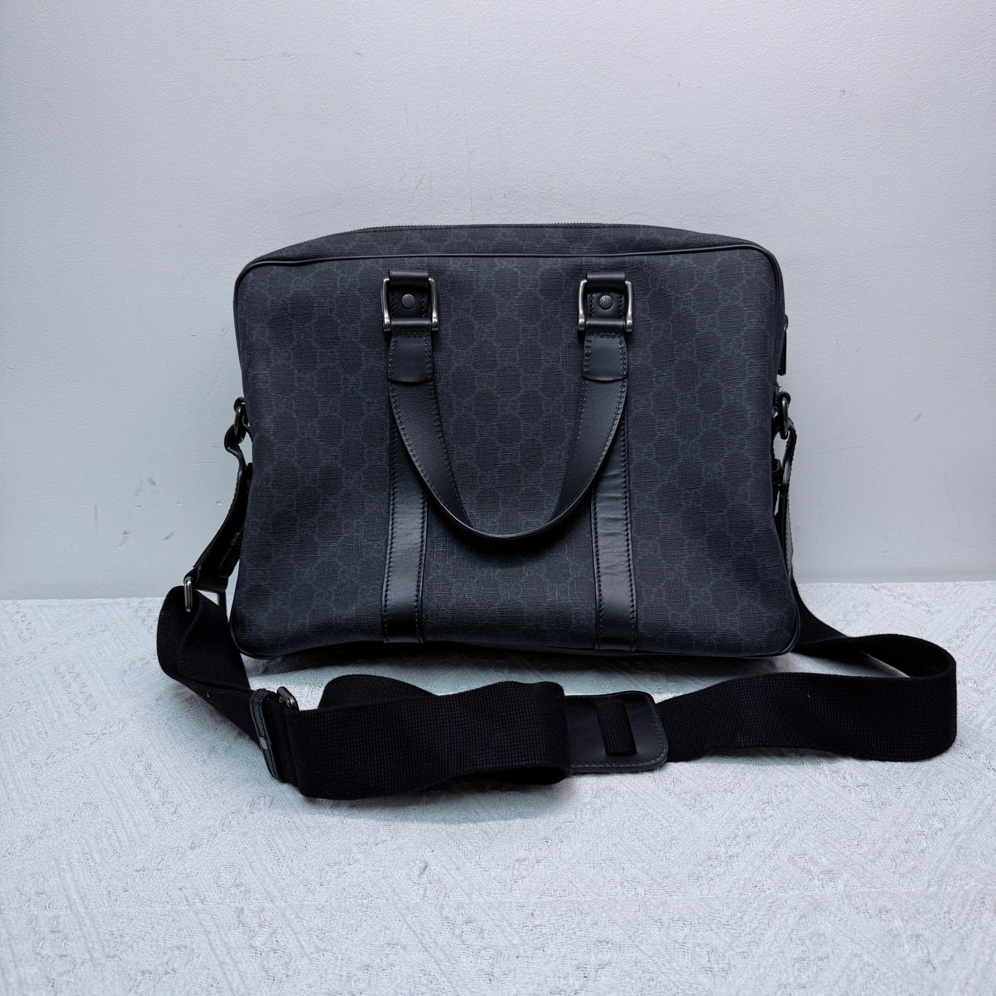 Gucci - GG Supreme Briefcase - GG Supreme canvas with leather trim - Black - (medium)