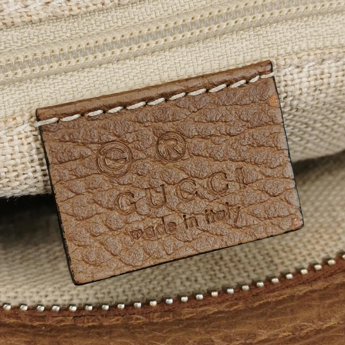 Gucci - GG Supreme Canvas Mini Tote Bag - GG Supreme canvas with pebbled leather trim - Beige and Brown - (mini)