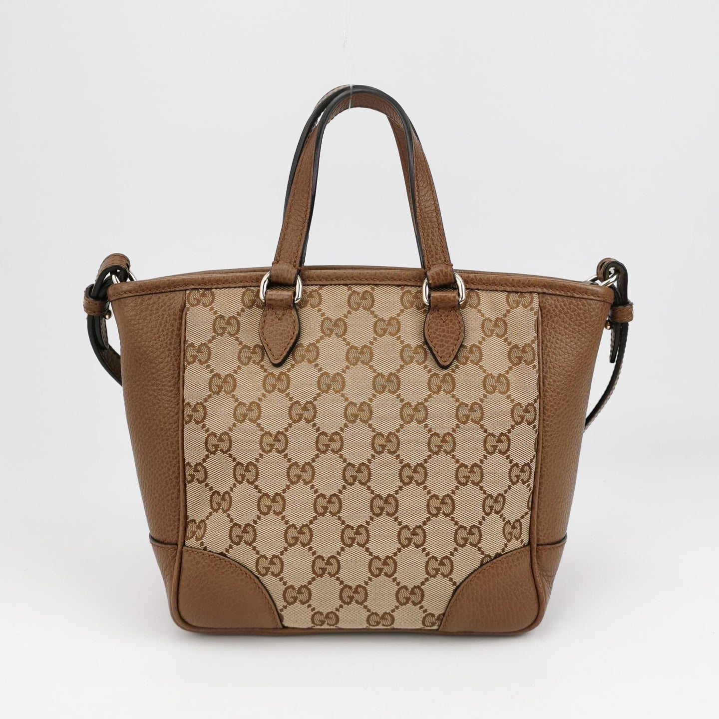 Gucci - GG Supreme Canvas Mini Tote Bag - GG Supreme canvas with pebbled leather trim - Beige and Brown - (mini)