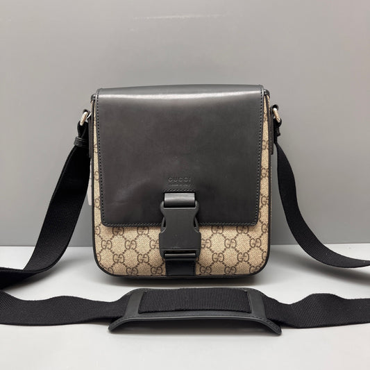 Gucci - GG Supreme Messenger Bag - GG Supreme coated canvas with leather trim - Beige and Black - (Small)