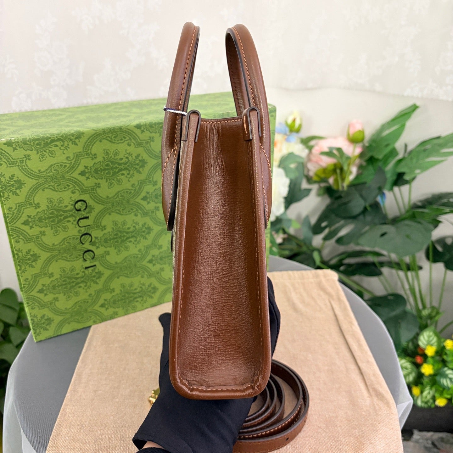Gucci - GG Supreme Mini Tote Bag - GG Supreme coated canvas with leather trim - Brown - (Mini)
