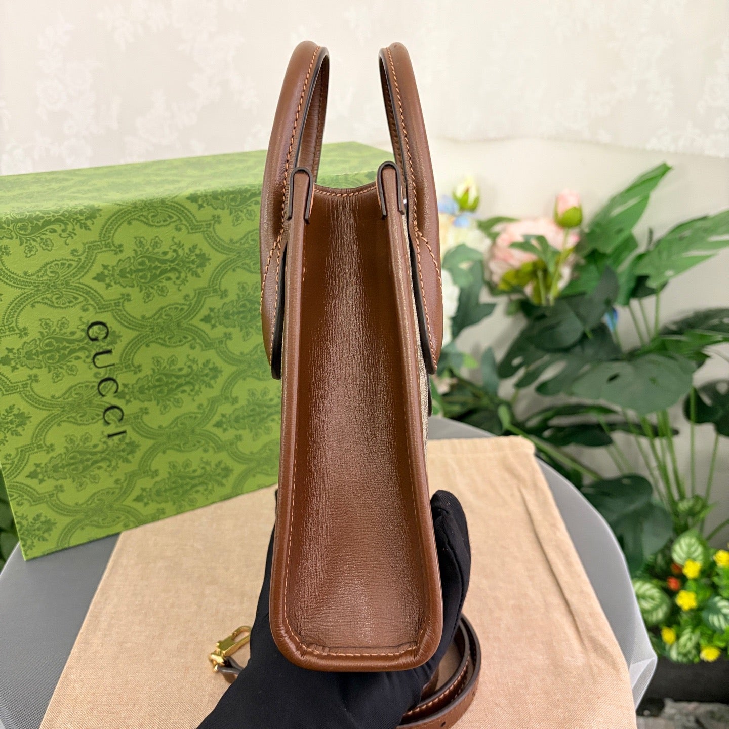 Gucci - GG Supreme Mini Tote Bag - GG Supreme coated canvas with leather trim - Brown - (Mini)